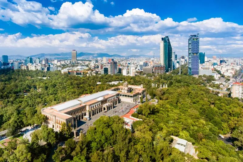 Vista aérea del horizonte de Ciudad de México desde el Parque de Chapultepec