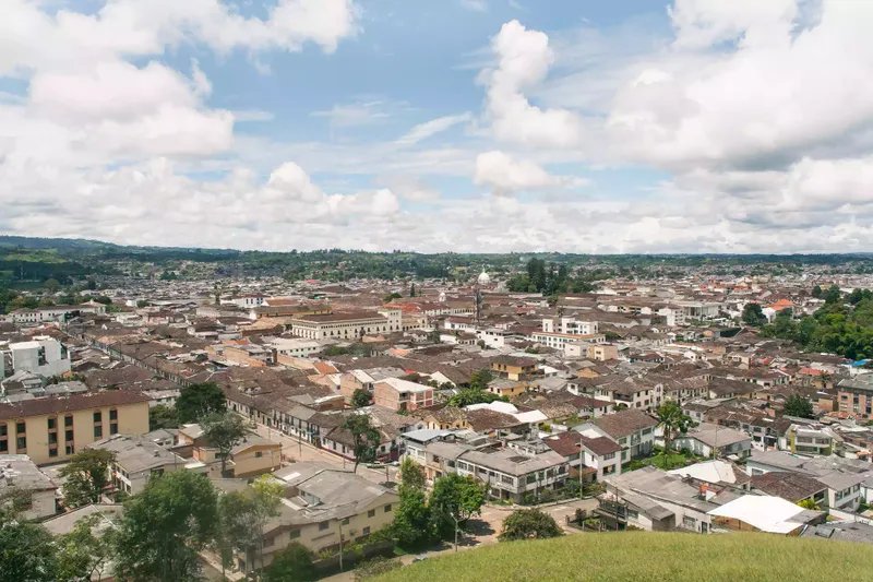 Vista aérea del casco antiguo de Popayán